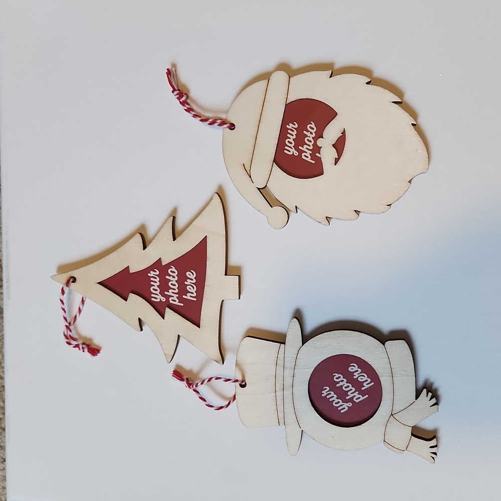 Three photo ornaments